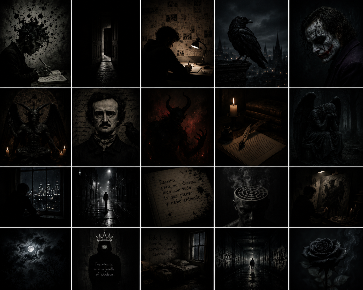 Galería oscura inspirada en poesía gótica y Edgar Allan Poe