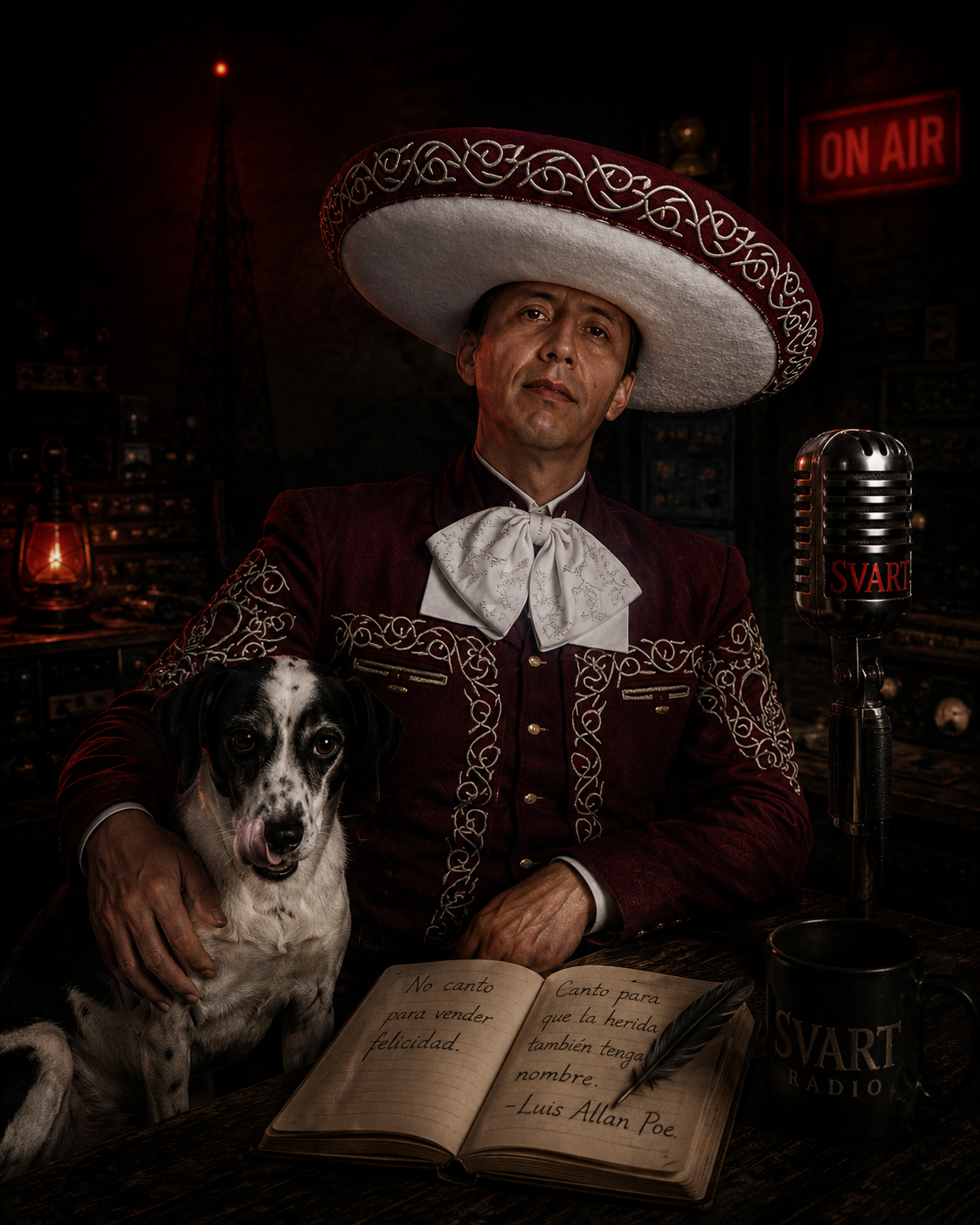Luis Allan Poe acompañado de Duke en el estudio de SVART